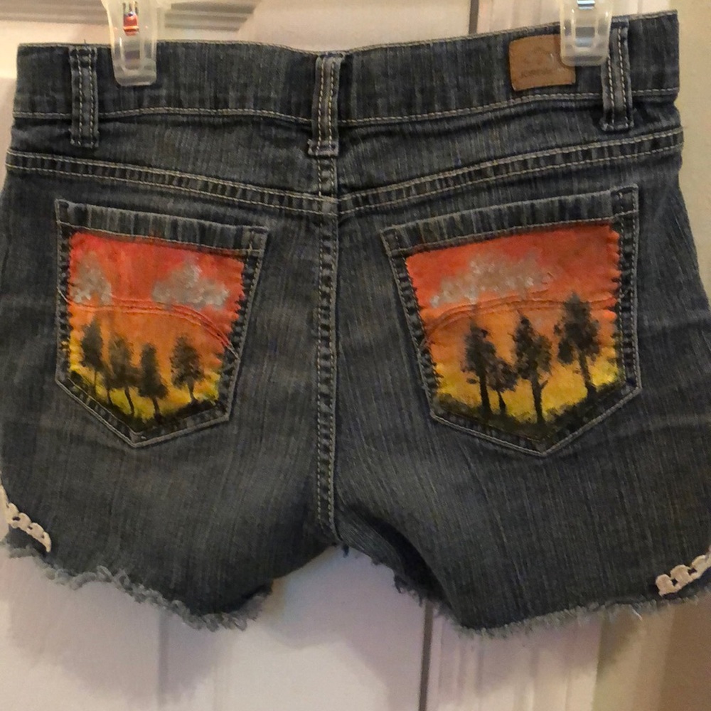 hand painted sunset shorts